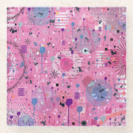 Pink Maximalist Abstract Art Glasuntersetzer
