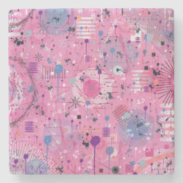 Pink Maximalist Abstract Art Steinuntersetzer