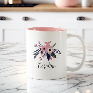 Pink Meadow   PERSONALISIERT Zweifarbige Tasse