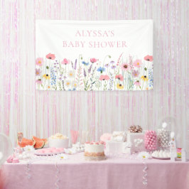 Pink Meadow Wildblumen Kinderdusche Banner