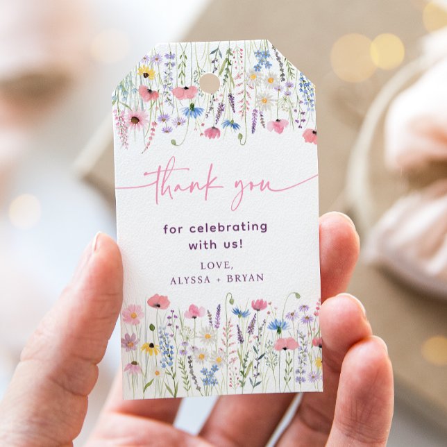 Pink Meadow Wildblumen Kinderdusche Geschenkanhänger (Von Creator hochgeladen)