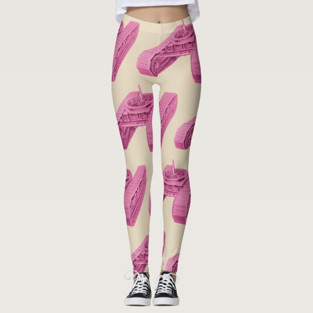 PINK MECHANICAL GEARS INDUSTRIAL MACHINERY TANK LEGGINGS (Vorderseite)