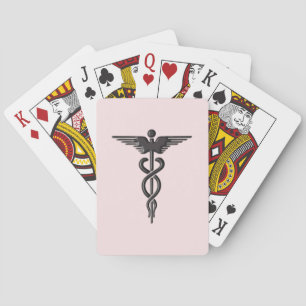 Pink Medical Caduceus Spielkarten