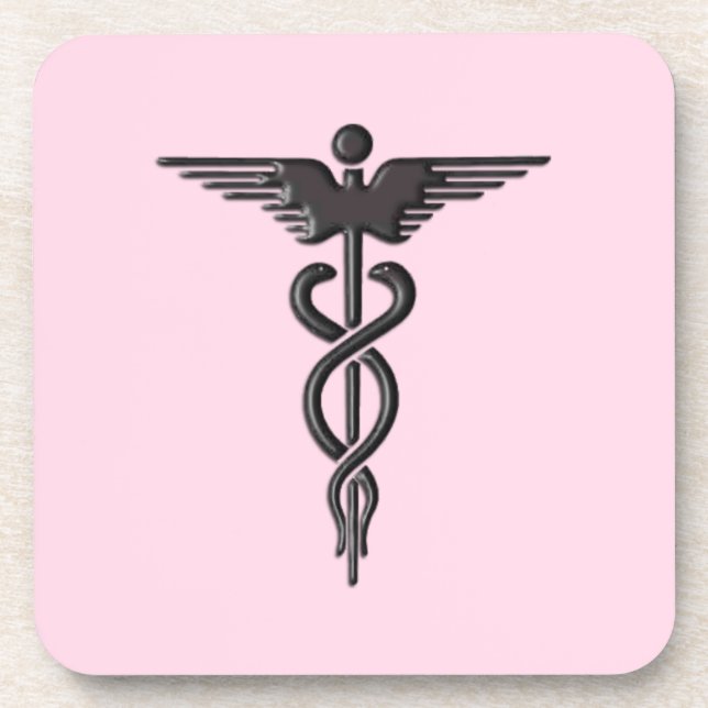 Pink Medical Caduceus Untersetzer (Vorderseite)