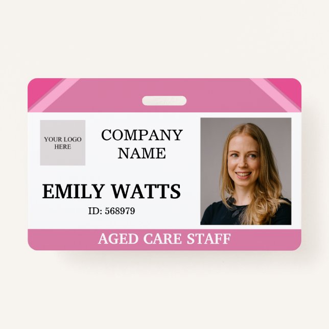 Pink Medical Nurged Care Security Foto ID Ausweis (Vorderseite)