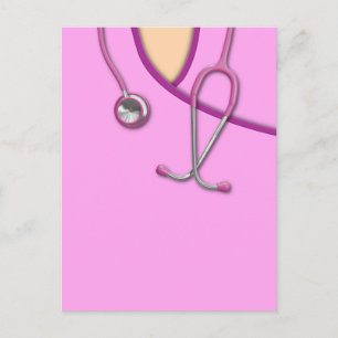 Pink Medical Scrubs Postkarte