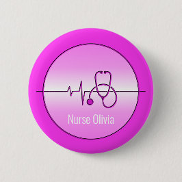 Pink Medical Stethoscope Heartbeat Button