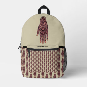 Pink Mehndi Hand Tattoo Art Design Personalisiert Bedruckter Rucksack