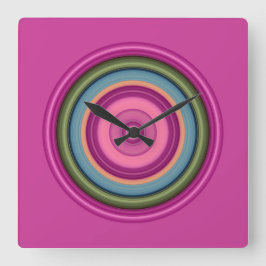 Pink-mehrfarbiges Kreis-Muster Quadratische Wanduhr