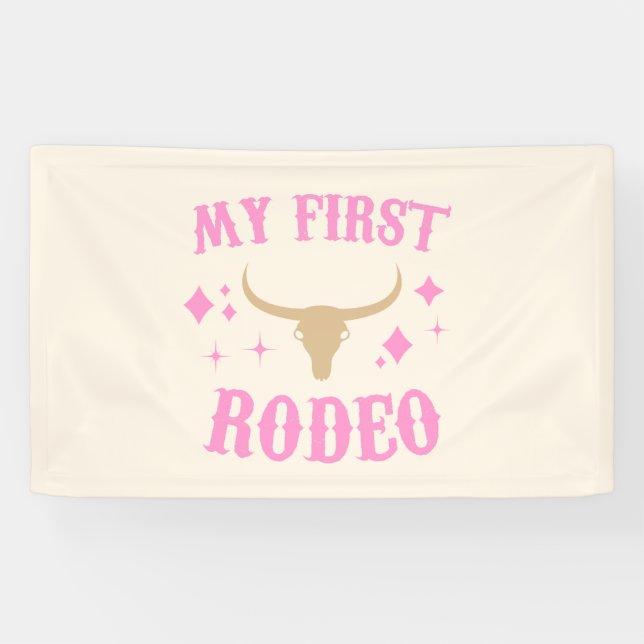 Pink mein erstes Rodeo Cowgirl 1. Geburtstag Banner (Horizontal)