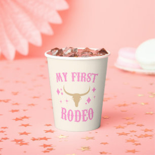 Pink mein erstes Rodeo Cowgirl 1. Geburtstag Pappbecher