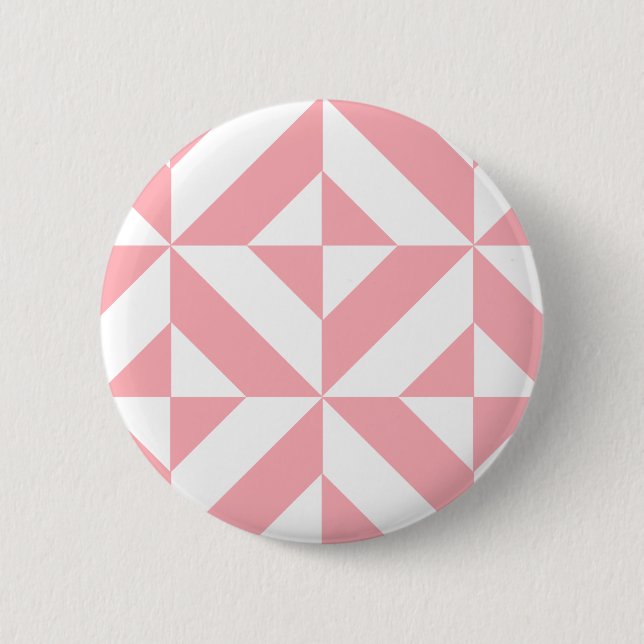 Pink Melon Geometric Deko Cube Pattern Button (Vorderseite)