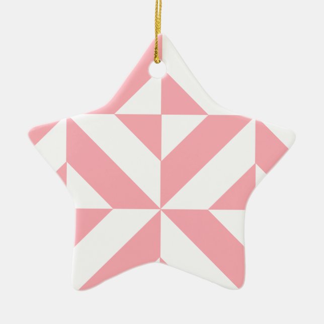 Pink Melon Geometric Deko Cube Pattern Keramikornament (Vorne)