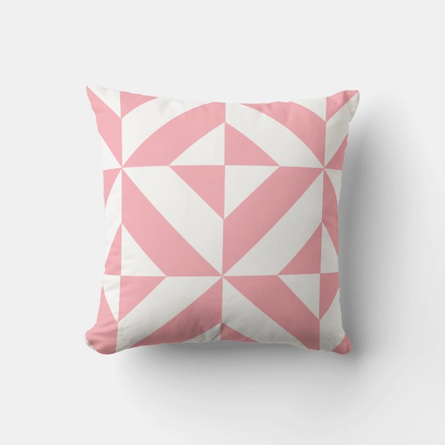 Pink Melon Geometric Deko Cube Pattern Kissen (Vorderseite)