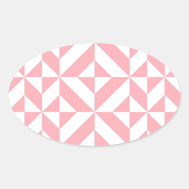 Pink Melon Geometric Deko Cube Pattern Ovaler Aufkleber (Vorderseite)