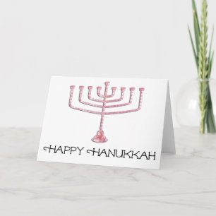 Pink Menorah Happy Hanukkah Grußkarte 1 Feiertagskarte