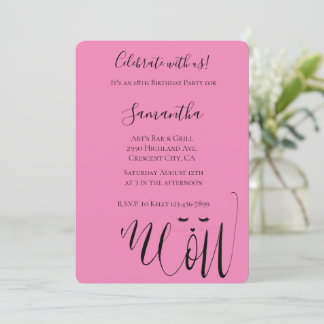 Pink Meow Cat Birthday Einladung