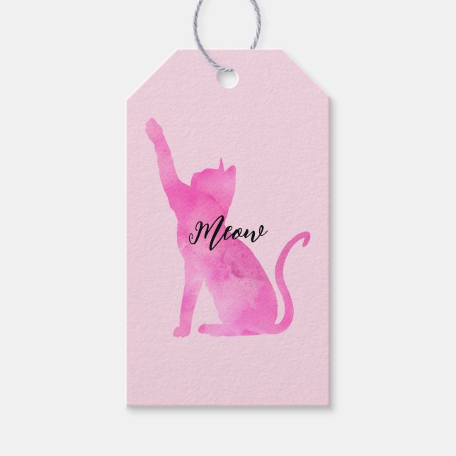 Pink Meow Kitty Cat Geschenkanhänger (Vorderseite)