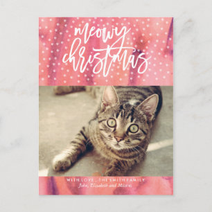 Pink "Meowy Christmas" Pet Holiday Gruß Feiertagspostkarte