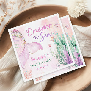 Pink Mermaid 1. Geburtstag Oneder the Sea Party Serviette