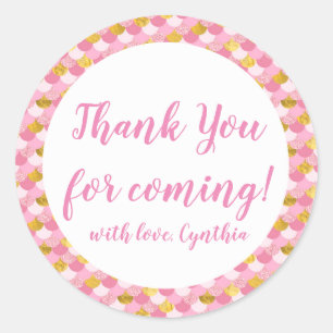 Pink Mermaid Geburtstag Vielen Dank Tag Aufkleber