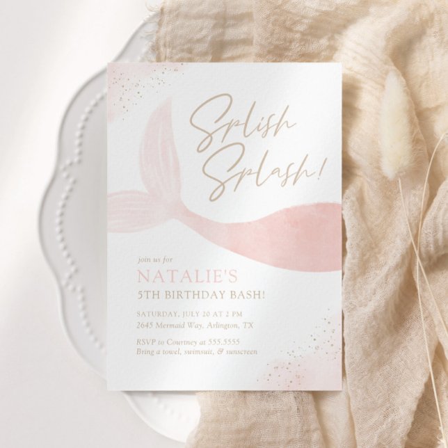 Pink Mermaid Girl Birthday Party Einladung (Von Creator hochgeladen)