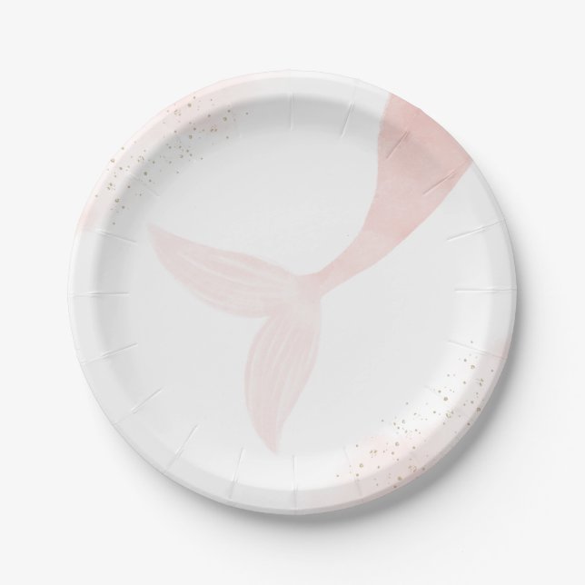 Pink Mermaid Girl Birthday Party Pappteller (Vorderseite)