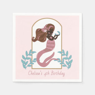 Pink Mermaid Girls Geburtstagsparty Serviette