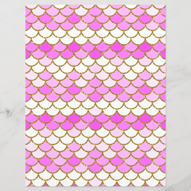 Pink Mermaid Scales Scrapbook Paper (Vorderseite)