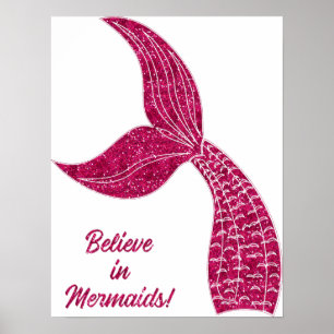Pink Mermaid Schwanz Poster