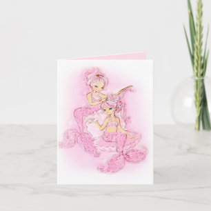 Pink Mermaids Maid of Honor Note Card Einladung