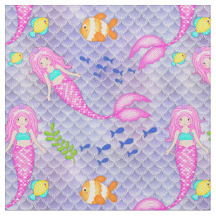 Pink Mermaids Stoff