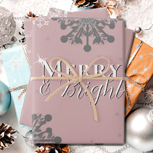 Pink Merry and Bright Schneeflocken Weihnachten Geschenkpapier Set