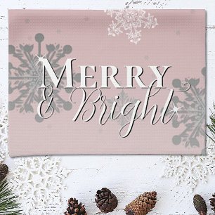 Pink Merry and Bright Schneeflocken Weihnachten Geschirrtuch