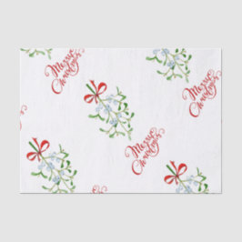 Pink Merry Christmas Mistletoe Tissue Seidenpapier