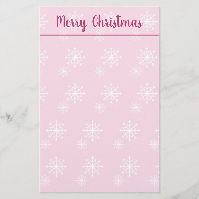 Pink Merry Christmas Stationery Briefpapier (Vorderseite)