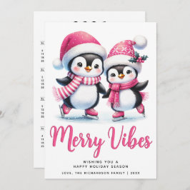 Pink Merry Vibes Ice Skaten Pinguine Weihnachten