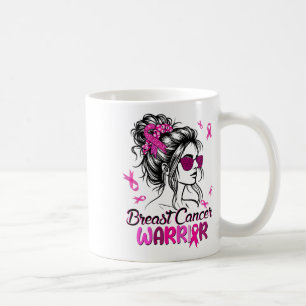 Pink Messy Bun Ribbon Brustkrebs Krieger Surviv Kaffeetasse