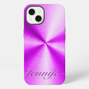 Pink Metallic Design Stainless Steel Look iPhone 13 Hülle