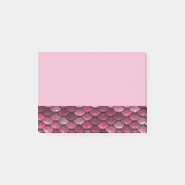 Pink Metallic Scales Textur Post-it Klebezettel (Vorderseite)