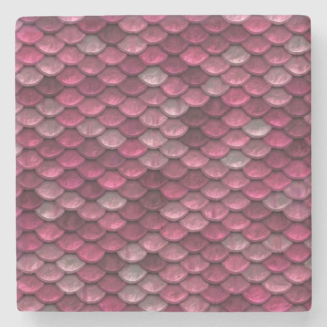 Pink Metallic Scales Textur Steinuntersetzer (Vorderseite)