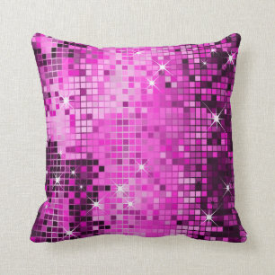 Pink Metallic Sequins Glitzer Abstrakt Pixel Art Kissen
