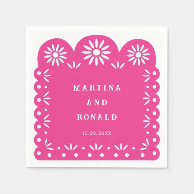 PINK MEXICAN PAPEL PICADO SERVIETTE (Vorderseite)