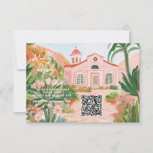 Pink Mexico Zielort QR Code RSVP Karte