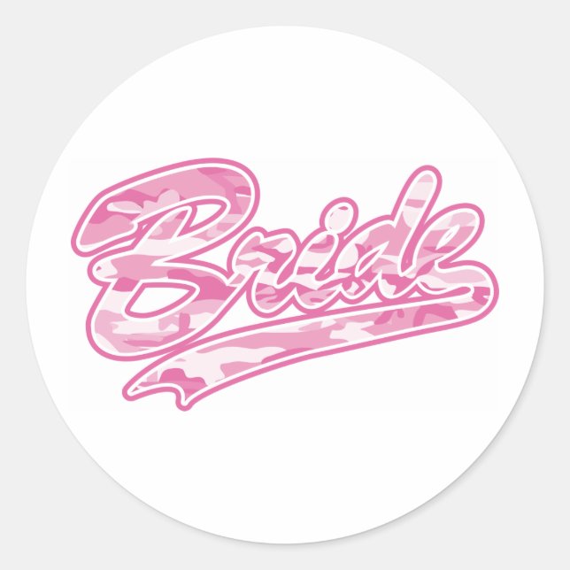 Pink Military Bride Camouflage Runder Aufkleber (Vorderseite)