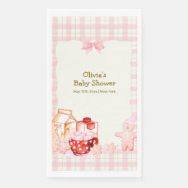 Pink Milk & Cookie Gingham Winter Baby Dusche Serviette