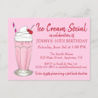 Pink Milkshake Ice Creme Social Birthday Party