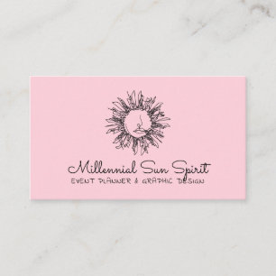 Pink Millennial Abstrakt Spiritual Celestial Sun Visitenkarte