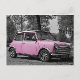 Pink Mini Cooper Car Postkarte