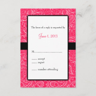 Pink Mini Paisley Wedding UAWG RSVP Karte